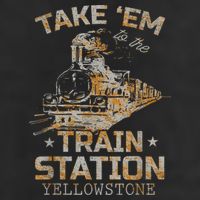 Western Country Yellowstone Take Em To The Train Station 7 Panel Mesh Trucker Snapback Hat