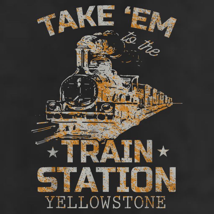 Western Country Yellowstone Take Em To The Train Station 7 Panel Mesh Trucker Snapback Hat