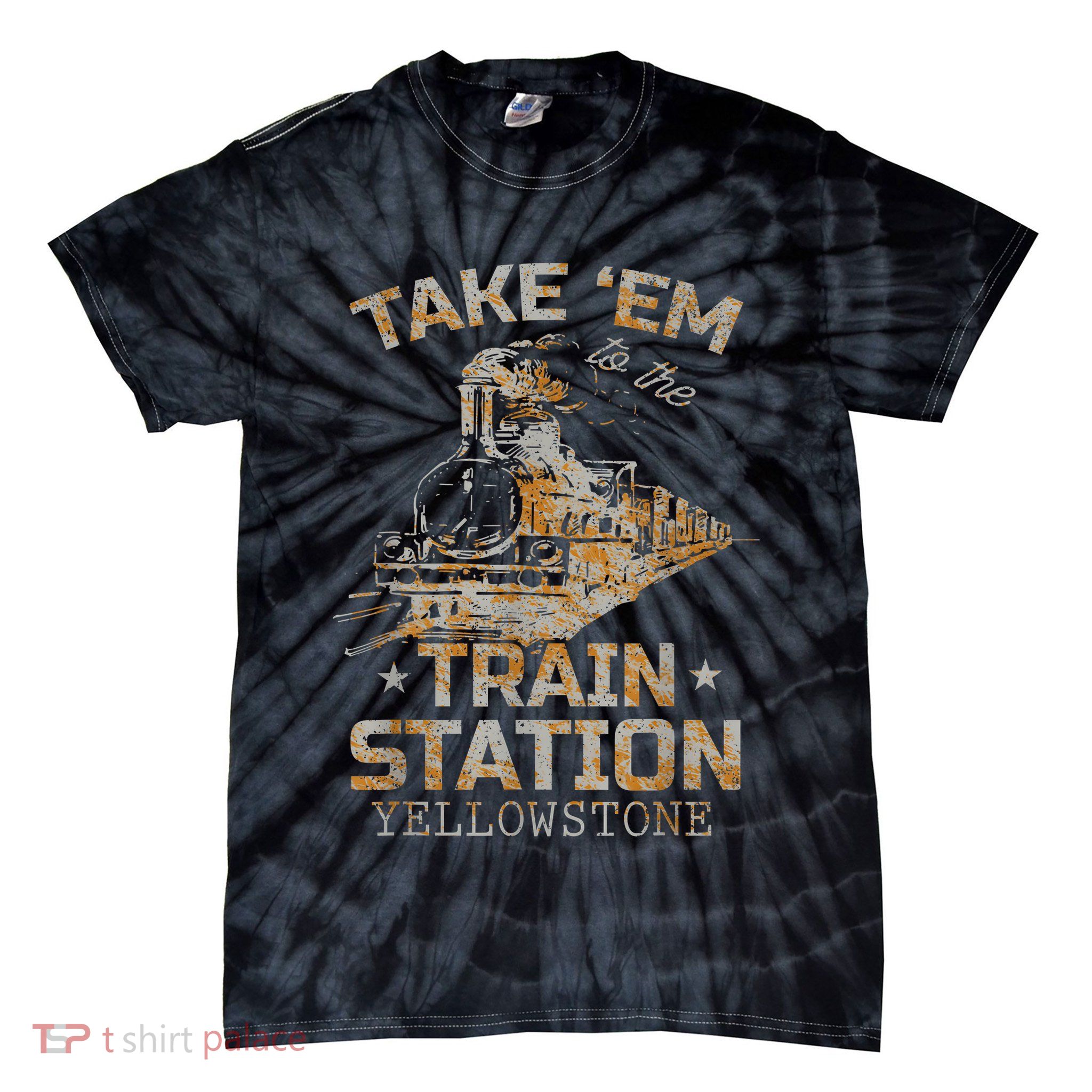 Western Country Yellowstone Take Em To The Train Station Tie-Dye T-Shirt