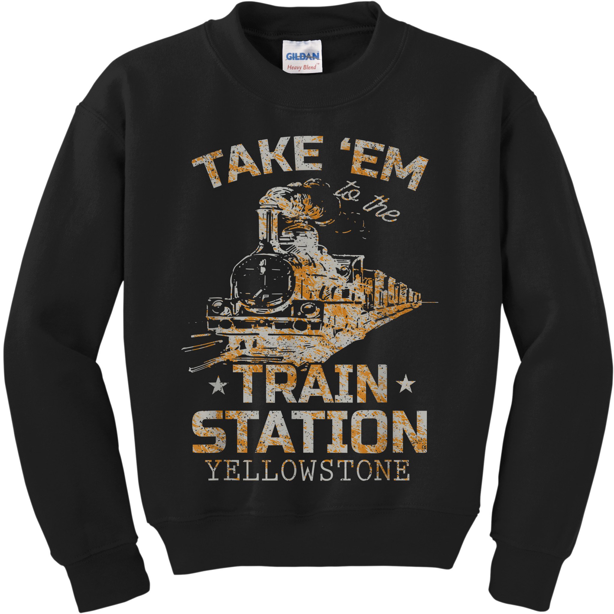 Western Country Yellowstone Take Em To The Train Station Kids Sweatshirt