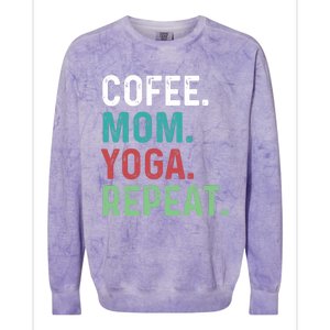 Wo Coffee Yoga Mom Coffee Lover Yoga Workout Meditation Meaningful Gift Colorblast Crewneck Sweatshirt