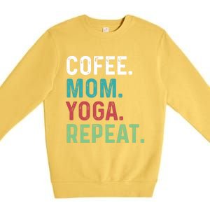 Wo Coffee Yoga Mom Coffee Lover Yoga Workout Meditation Meaningful Gift Premium Crewneck Sweatshirt