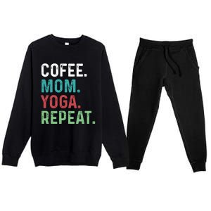 Wo Coffee Yoga Mom Coffee Lover Yoga Workout Meditation Meaningful Gift Premium Crewneck Sweatsuit Set