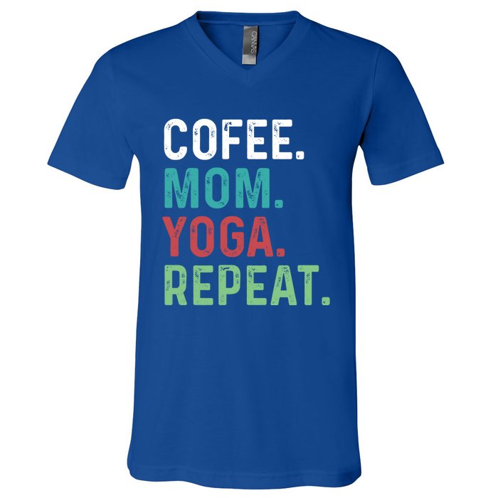 Wo Coffee Yoga Mom Coffee Lover Yoga Workout Meditation Meaningful Gift V-Neck T-Shirt