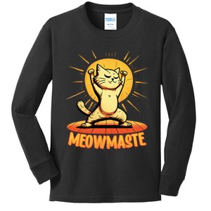 Womens Cute Yoga Kitty For Yoga Instructor Meowmaste Kids Long Sleeve Shirt