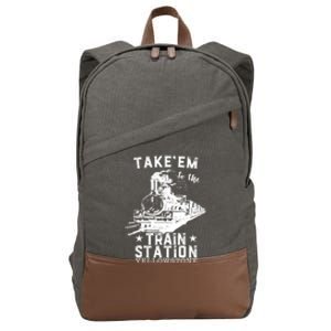 Western Coountry Yellow'stone Take Em To The Train Station Cotton Canvas Backpack