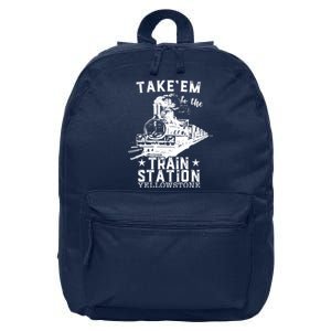 Western Coountry Yellow'stone Take Em To The Train Station 16 in Basic Backpack