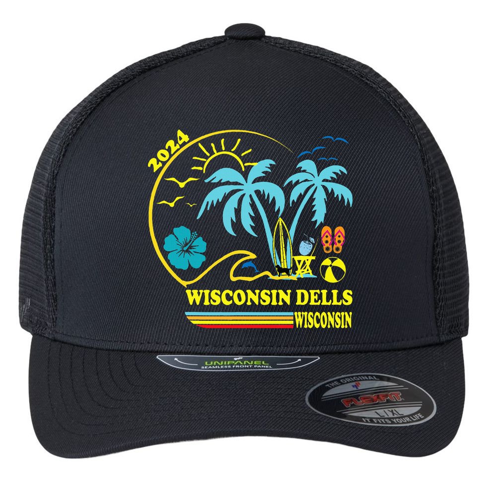 Wisconsin Dells 2024 Family Trip Friends Group Vacation Flexfit Unipanel Trucker Cap