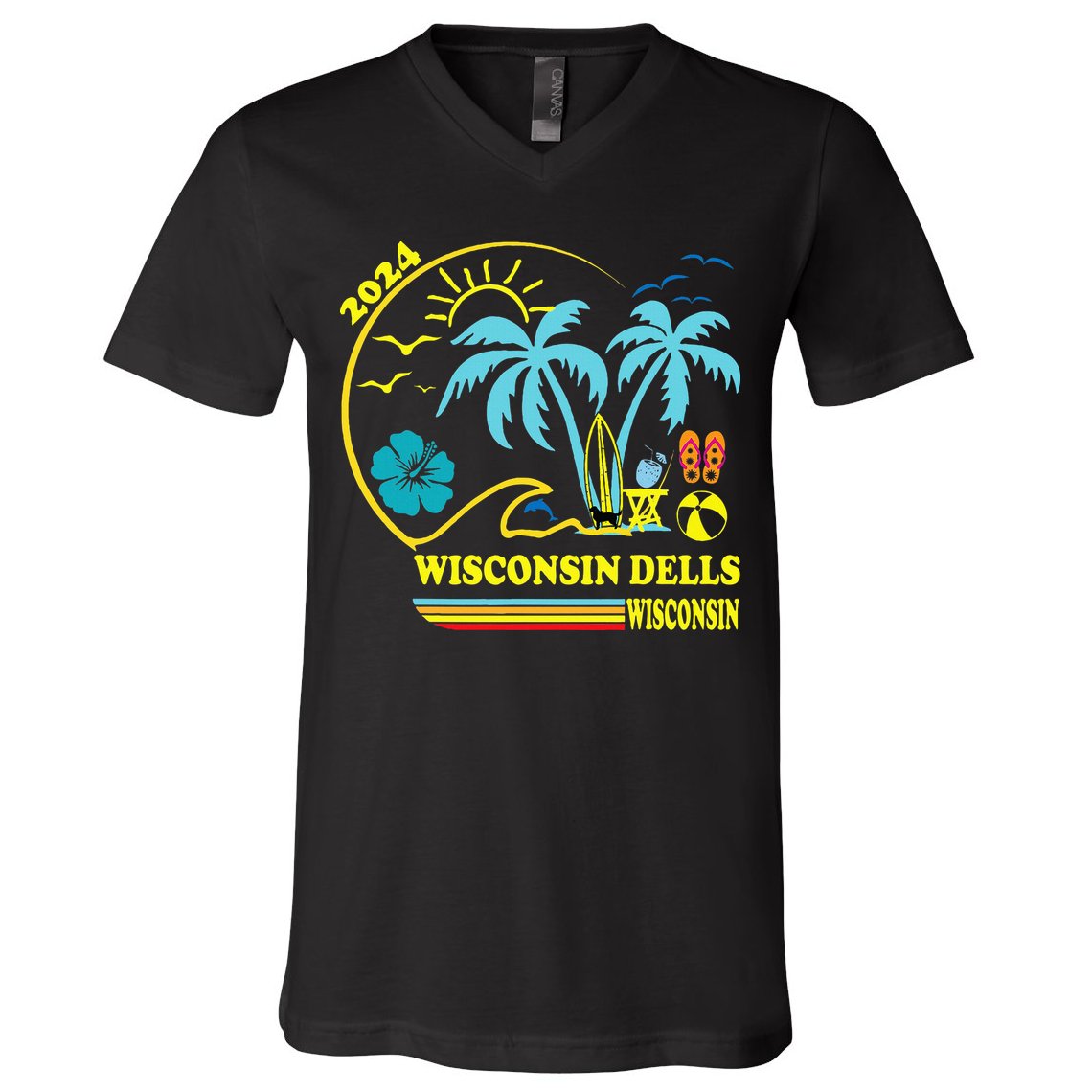Wisconsin Dells 2024 Family Trip Friends Group Vacation V-Neck T-Shirt
