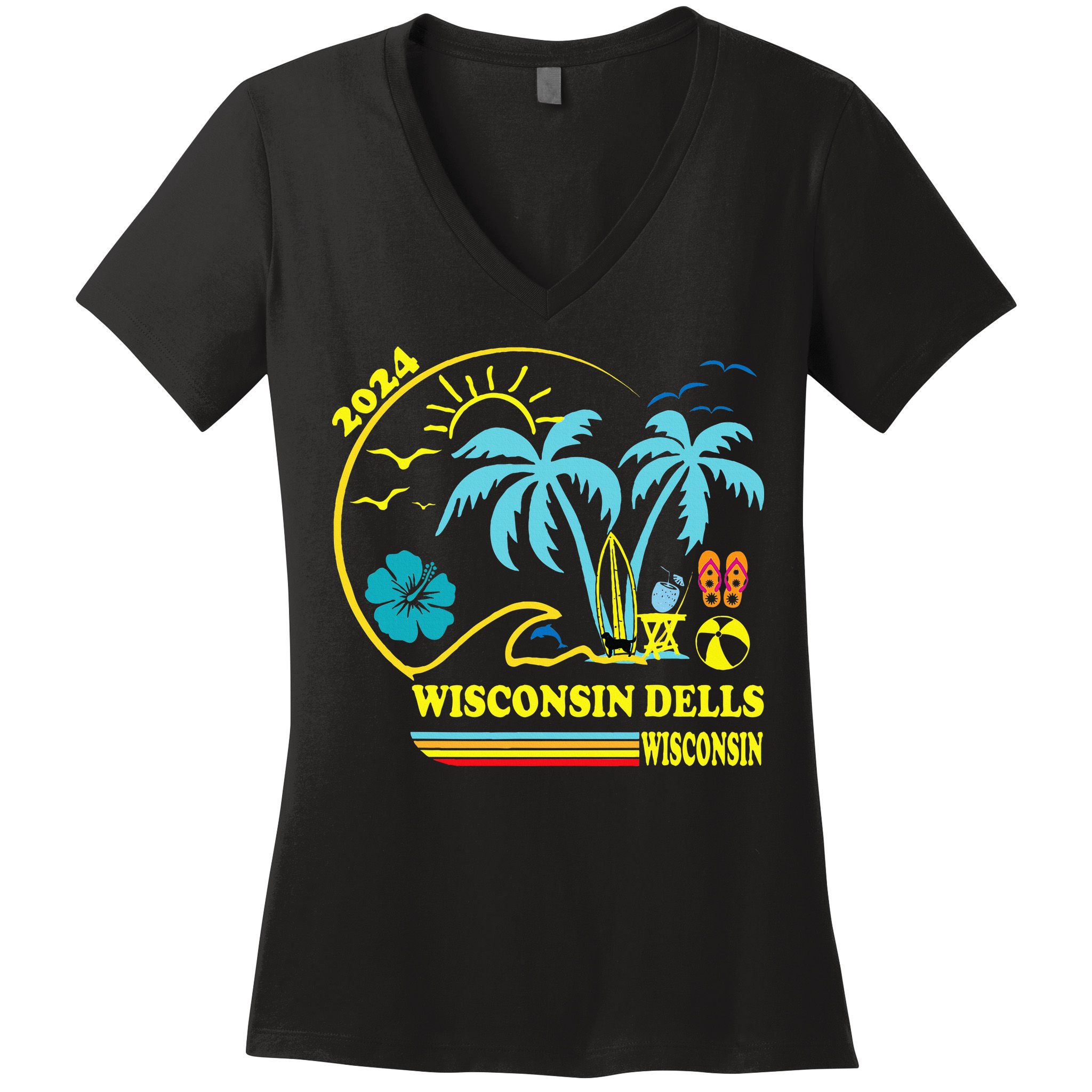 Wisconsin Dells 2024 Family Trip Friends Group Vacation Women's V-Neck T-Shirt