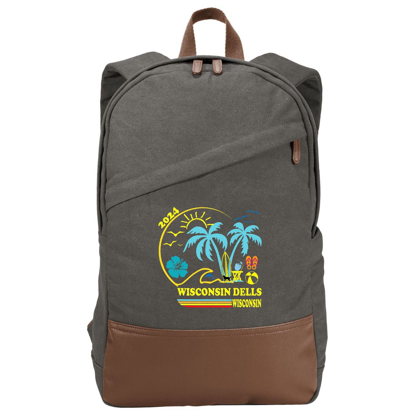 Wisconsin Dells 2024 Family Trip Friends Group Vacation Cotton Canvas Backpack