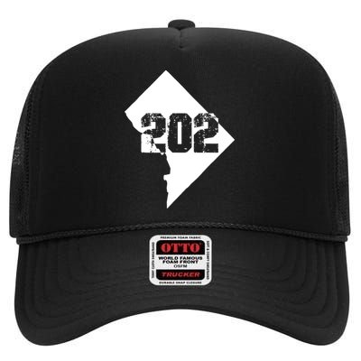 Washington, DC 202 Area Code TShirt High Crown Mesh Back Trucker Hat