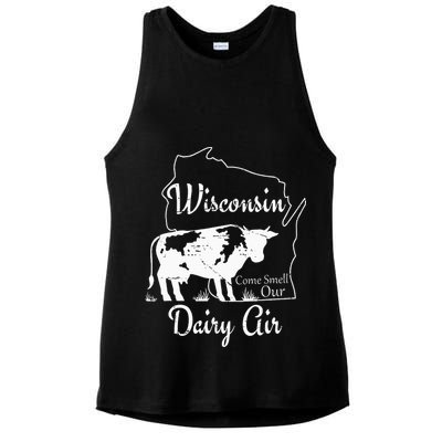 Wisconsin Dairy Air Humor Parody Clothing Ladies PosiCharge Tri-Blend Wicking Tank