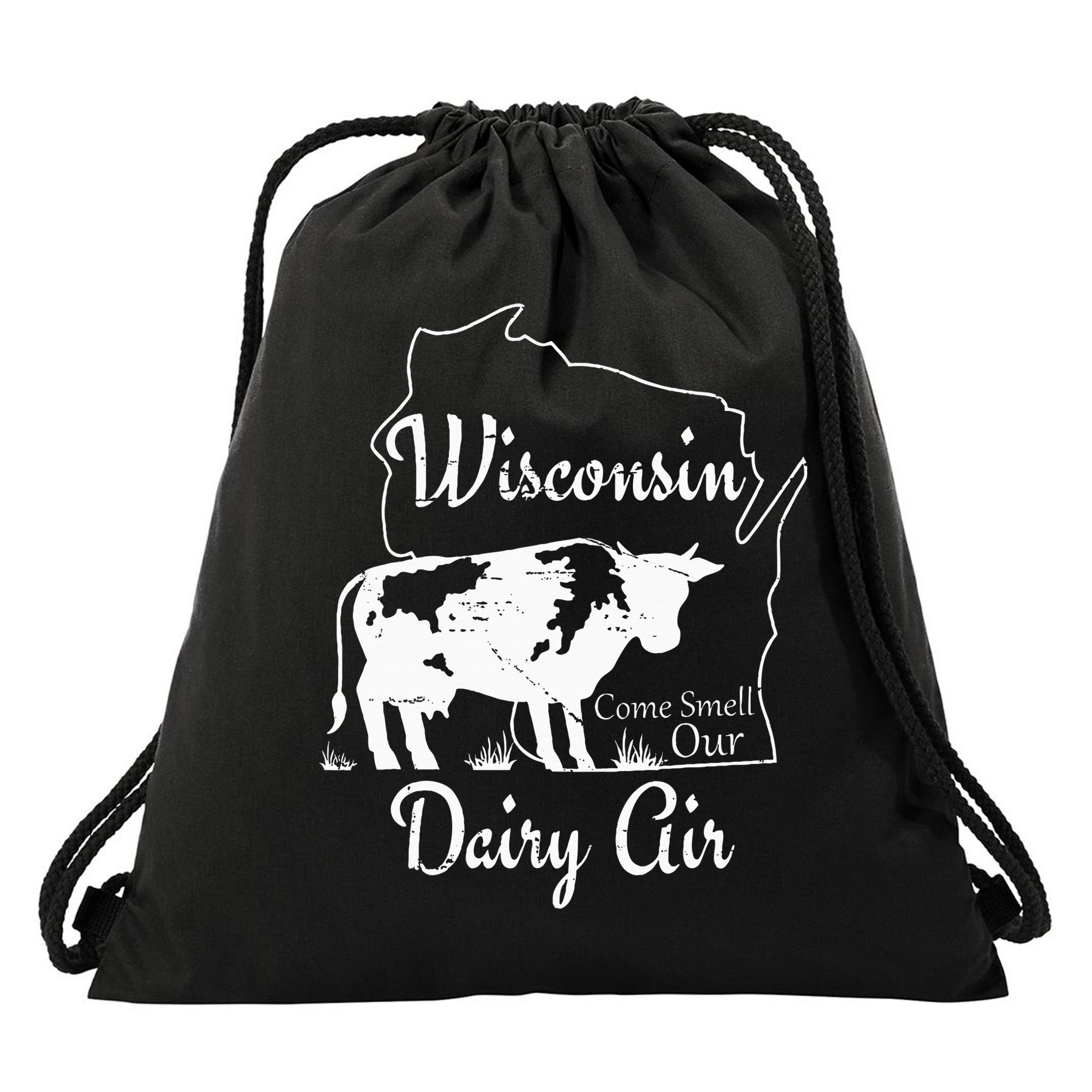 Wisconsin Dairy Air Humor Parody Clothing Drawstring Bag