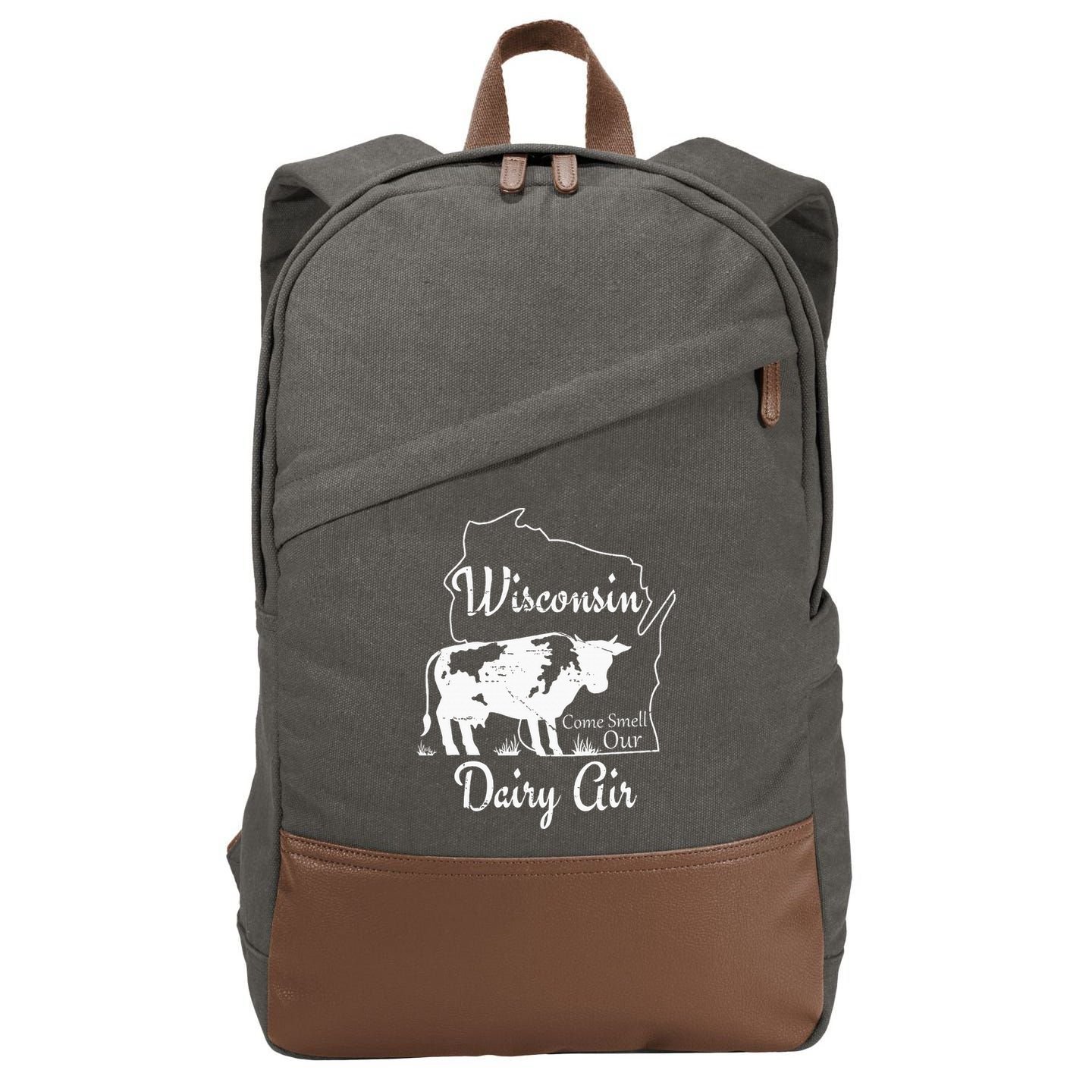 Wisconsin Dairy Air Humor Parody Clothing Cotton Canvas Backpack