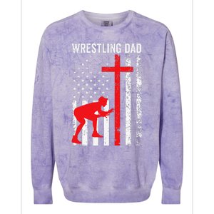 Wrestling Dad American Flag Wrestling Dad Colorblast Crewneck Sweatshirt