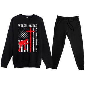 Wrestling Dad American Flag Wrestling Dad Premium Crewneck Sweatsuit Set