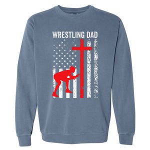 Wrestling Dad American Flag Wrestling Dad Garment-Dyed Sweatshirt