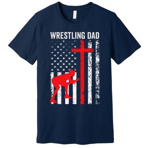 Wrestling Dad American Flag Wrestling Dad Premium T-Shirt