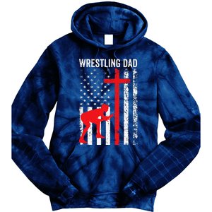 Wrestling Dad American Flag Wrestling Dad Tie Dye Hoodie