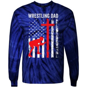 Wrestling Dad American Flag Wrestling Dad Tie-Dye Long Sleeve Shirt