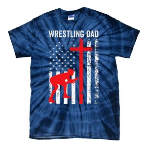 Wrestling Dad American Flag Wrestling Dad Tie-Dye T-Shirt