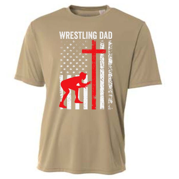 Wrestling Dad American Flag Wrestling Dad Cooling Performance Crew T-Shirt