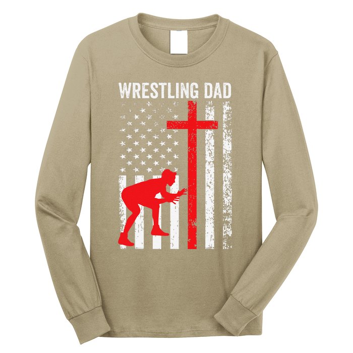 Wrestling Dad American Flag Wrestling Dad Long Sleeve Shirt