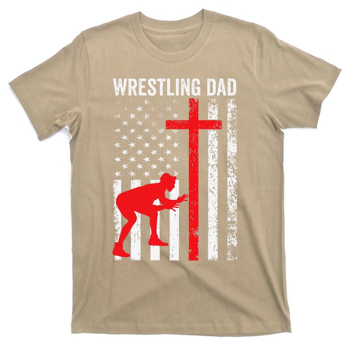 Wrestling Dad American Flag Wrestling Dad T-Shirt