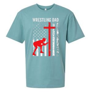 Wrestling Dad American Flag Wrestling Dad Sueded Cloud Jersey T-Shirt