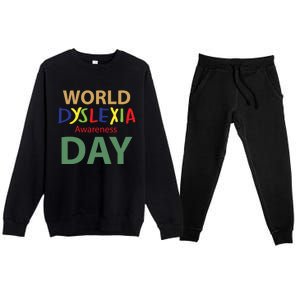 World Dyslexia Awareness Day Gift Dyslexic Cute Gift Premium Crewneck Sweatsuit Set