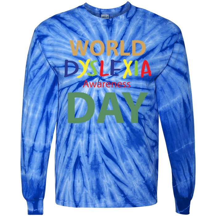 World Dyslexia Awareness Day Gift Dyslexic Cute Gift Tie-Dye Long Sleeve Shirt