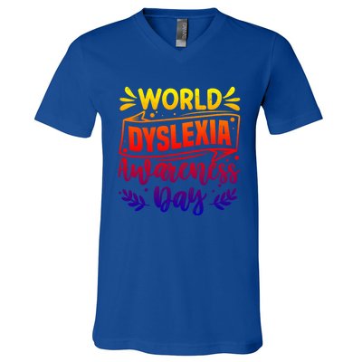 World Dyslexia Awareness Day Funny Graphic Gift V-Neck T-Shirt