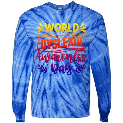 World Dyslexia Awareness Day Funny Graphic Gift Tie-Dye Long Sleeve Shirt