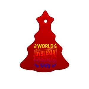 World Dyslexia Awareness Day Funny Graphic Gift Ceramic Tree Ornament