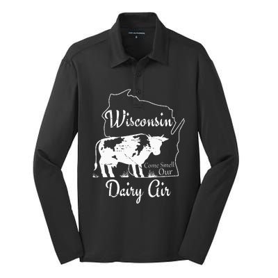 Wisconsin Dairy Air Humor Parody Clothing Silk Touch Performance Long Sleeve Polo