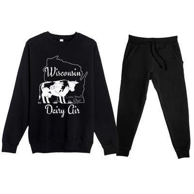 Wisconsin Dairy Air Humor Parody Clothing Premium Crewneck Sweatsuit Set