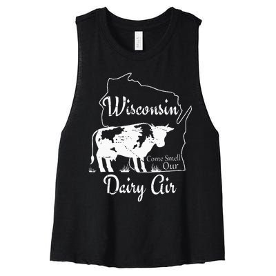 Wisconsin Dairy Air Humor Parody Clothing Women's Racerback Cropped Tank