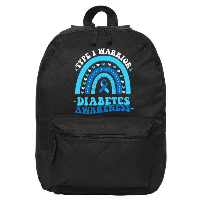 Wo Diabetes Awareness Type 1 Warrior T1D Blue Ribbon 16 in Basic Backpack