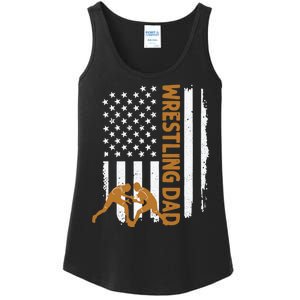 Wrestling Dad American Flag 4th Of July Father’S Day Ladies Essential Tank