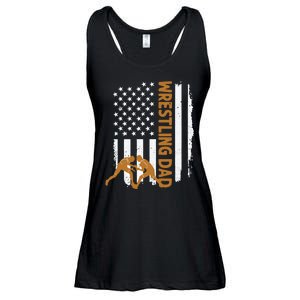 Wrestling Dad American Flag 4th Of July Father’S Day Ladies Essential Flowy Tank