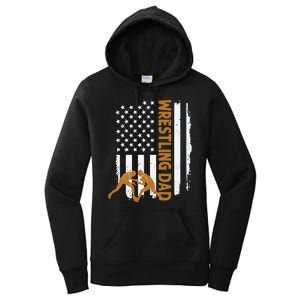 Wrestling Dad American Flag 4th Of July Father’S Day Women's Pullover Hoodie