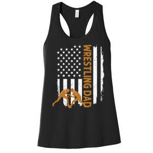 Wrestling Dad American Flag 4th Of July Father’S Day Women's Racerback Tank