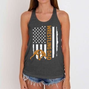 Wrestling Dad American Flag 4th Of July Father’S Day Women's Knotted Racerback Tank