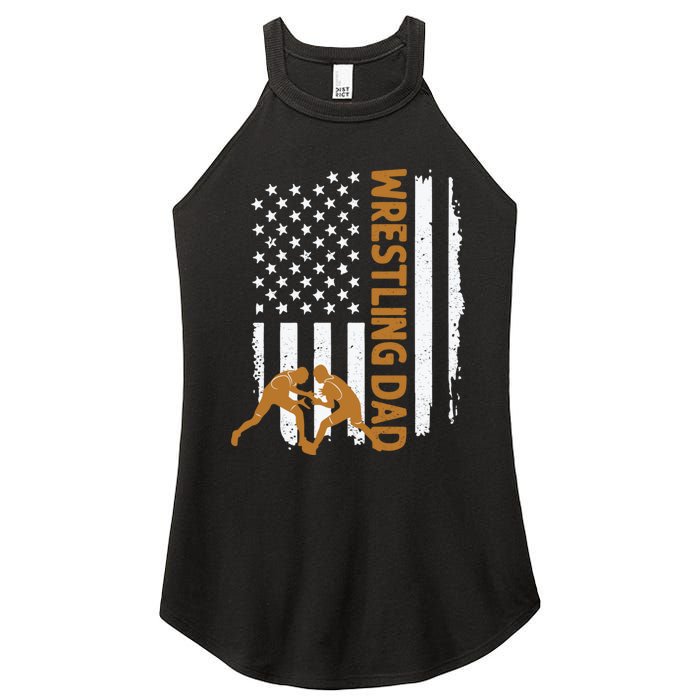 Wrestling Dad American Flag 4th Of July Father’S Day Women's Perfect Tri Rocker Tank