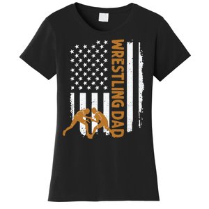 Wrestling Dad American Flag 4th Of July Father’S Day Women's T-Shirt