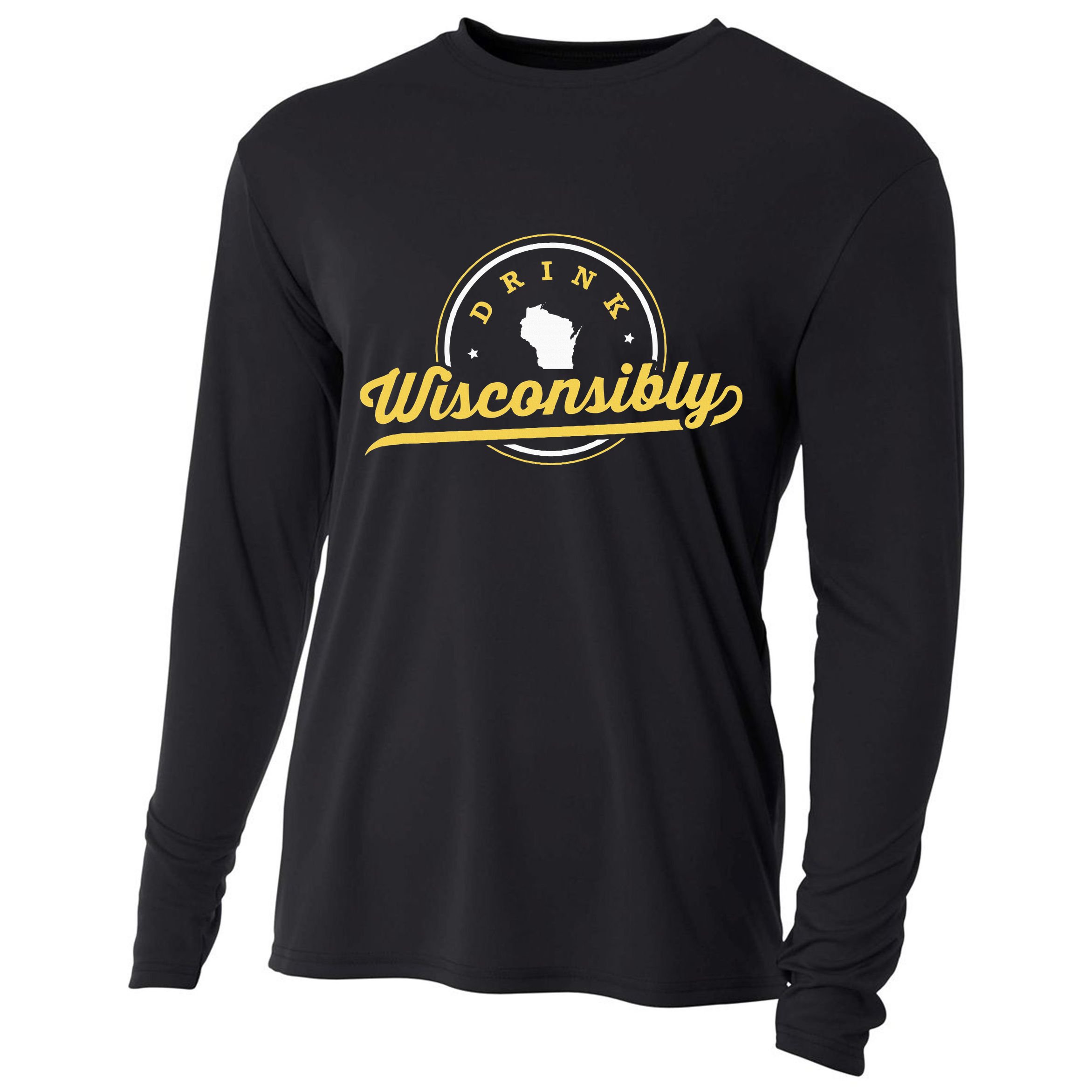 Wisconsin Drinking Alcoholic Wisconsinites Funny Beer Lover Cooling Performance Long Sleeve Crew