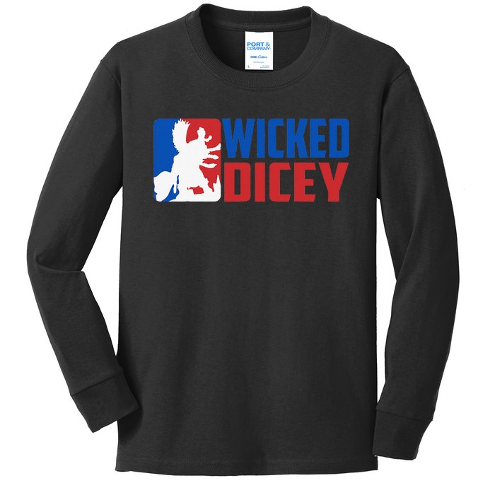 Wicked Dicey Baseball Logo Style Kids Long Sleeve Shirt