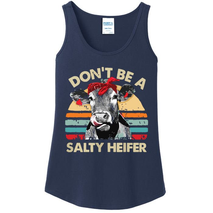 Womens Dont Be A Salty Heifer Cows Lover Gift Vintage Farm Ladies Essential Tank