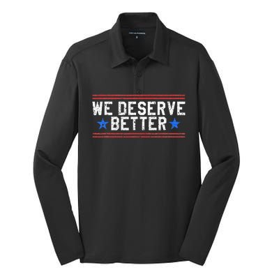 We Deserve Better USA Trump Protest Silk Touch Performance Long Sleeve Polo